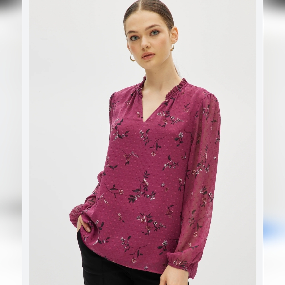 Hilary Radley ✨️ Women's Floral V-Neck Blouse Size XXL